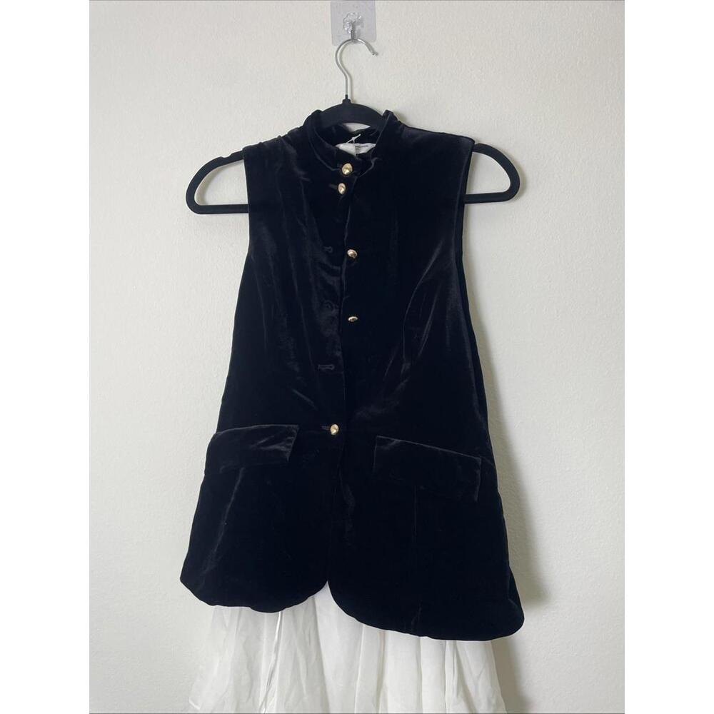 Revolve Amanda Uprichard Justine Dress S $290 msrp Velvet bodice chiffon skirt - Picture 7 of 8
